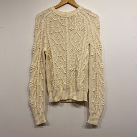 Paco Rabanne Cream Cotton Cable Knit Old Money Minimalist Sweater Size Medium - Picture 3 of 9